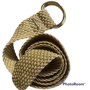 RALPH LAUREN Gold Woven Braided D-Ring Adjustable Belt. Size XL